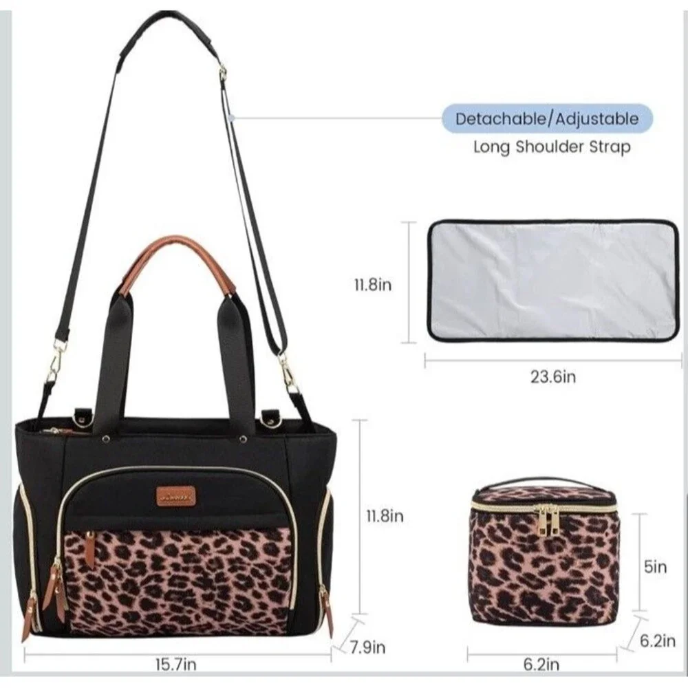 Lovevook Diaper Bag Travel Diaper Tote With Changing Pad For Travel Black